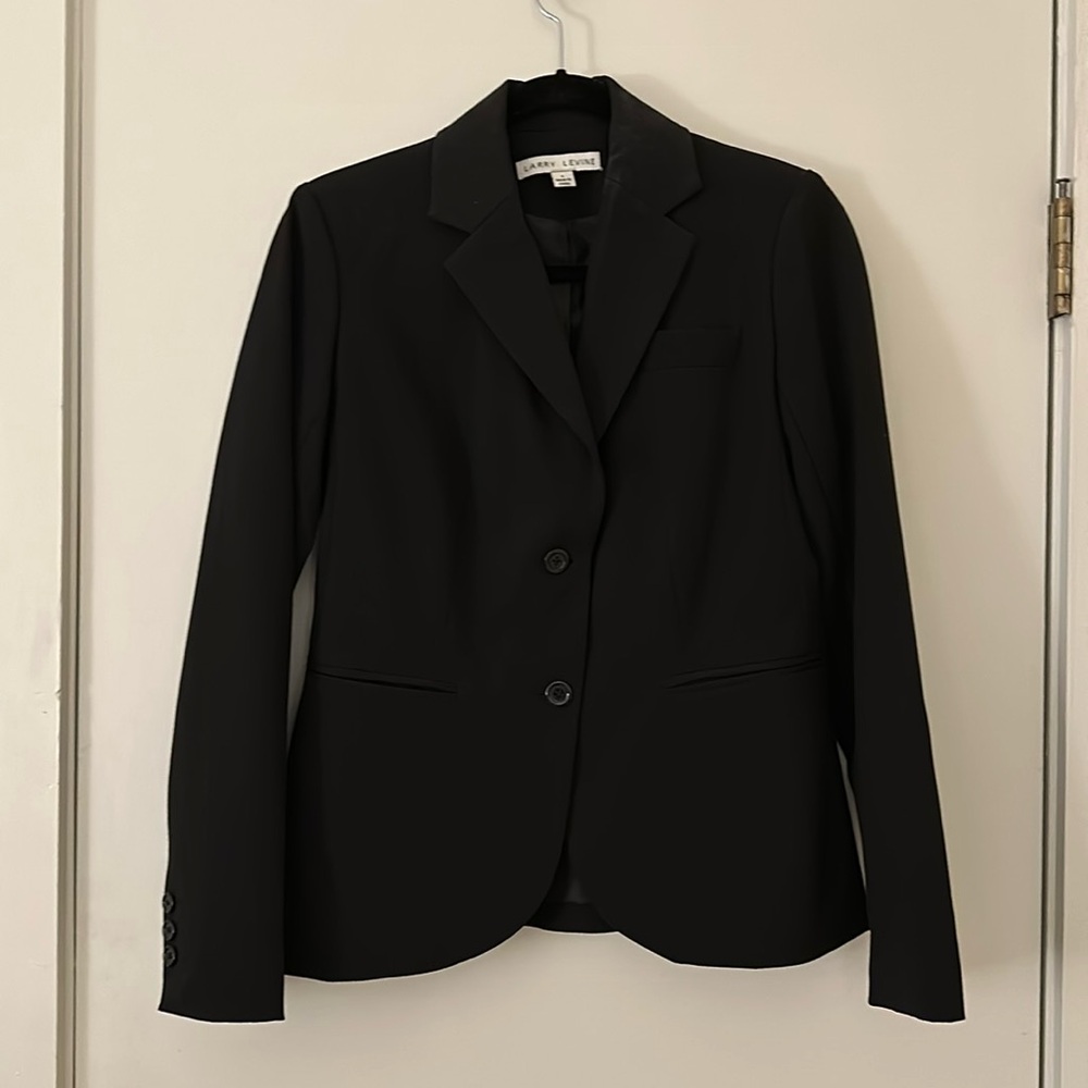 Black fitted two-button blazer